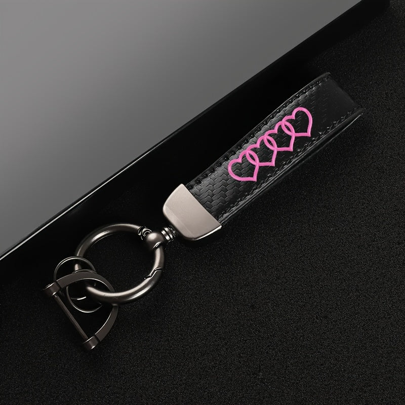 Unisex Faux Leather Car Keychain 360° Rotating Horseshoe Key Ring Accessories