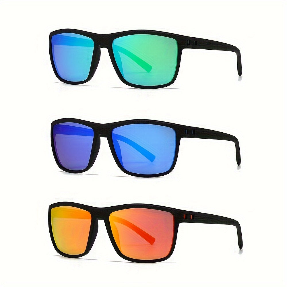 Set of 3 Polarized Square Frame Sunglasses for Men and Women Outdoor Travel and Photos