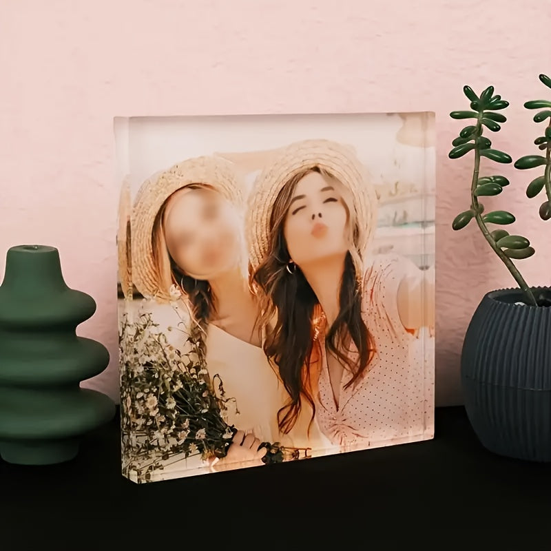 Индивидуально гравированная акриловая фотоблок PMMA - идеально подходит для настольного отображения - отличный подарок для семьи, пар, любителей животных - уникальный подарок на годовщину или для дочери