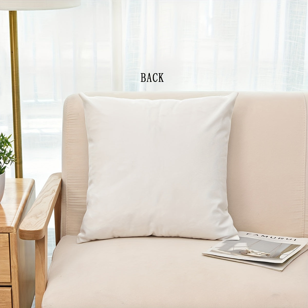 Single Sided Printed Throw Pillowcase 42.93cm Square for Sofa Living Room Bedroom Decor