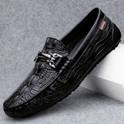 Mocasines para hombre con patrón de cocodrilo, slip-on, casual, de negocios, para todas las estaciones, de cuero