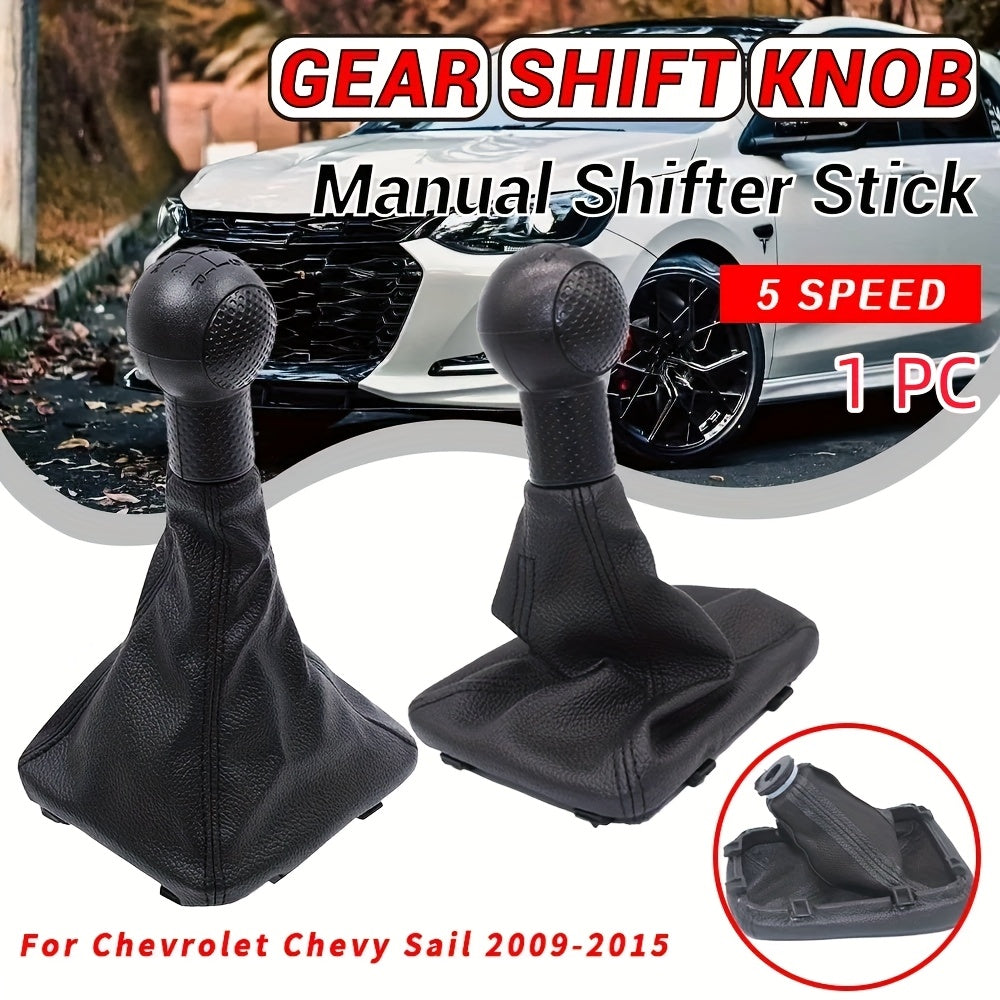 Knob de palanca de cambios de cuero PU universal para coches, de 5 velocidades, negro texturizado