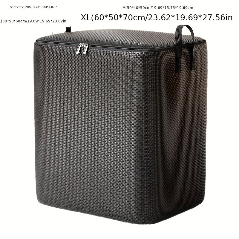 Black Extra Large Canvas Storage Box with Lid Waterproof Dustproof Moisture-Proof for Clothing Quilts Household Moving