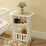 Compact Plastic Side Table with Storage for Bedroom Living Room Space Saving End Table