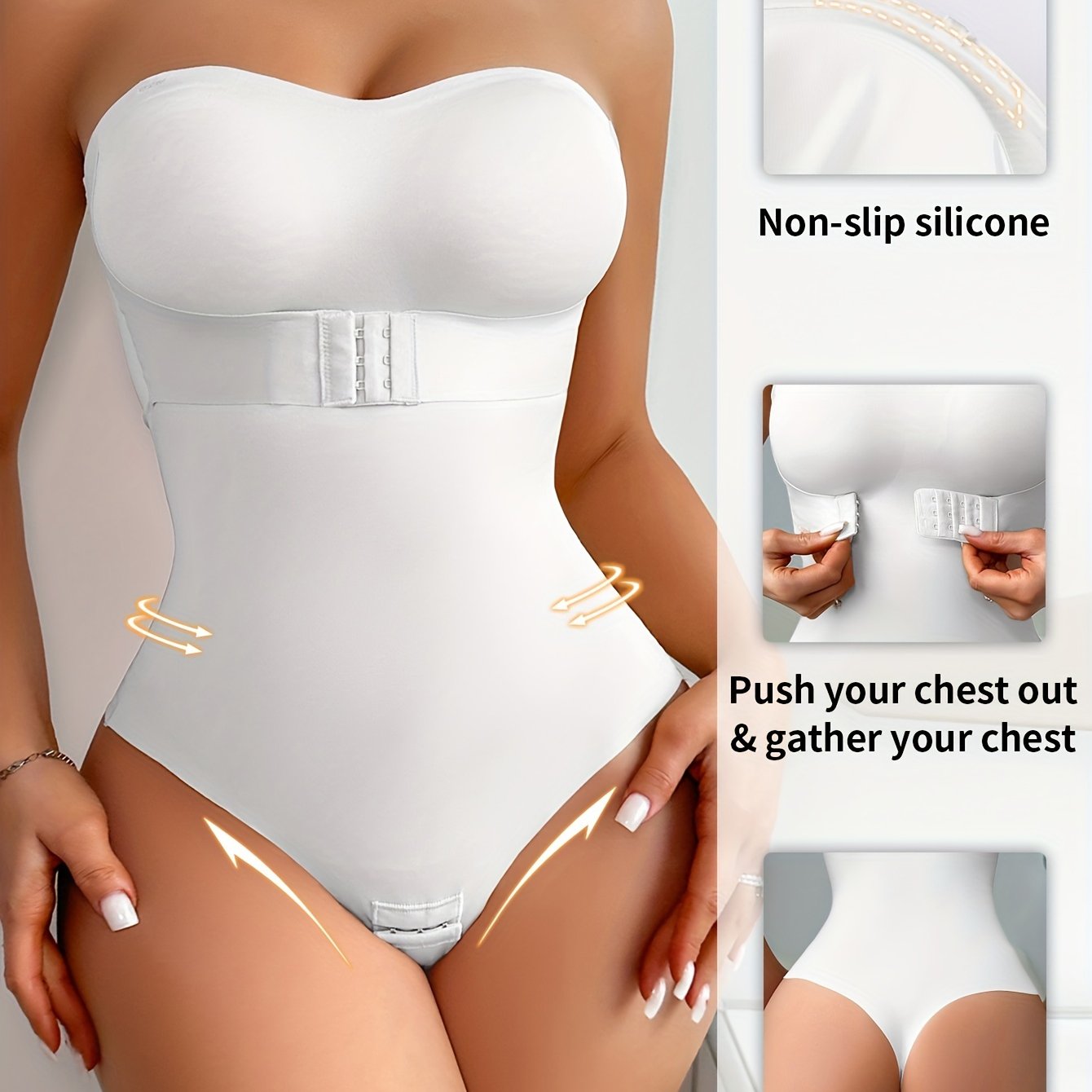 Braless Shaping Bodysuit with Hip Liner for Body Contouring and Seamless Fit