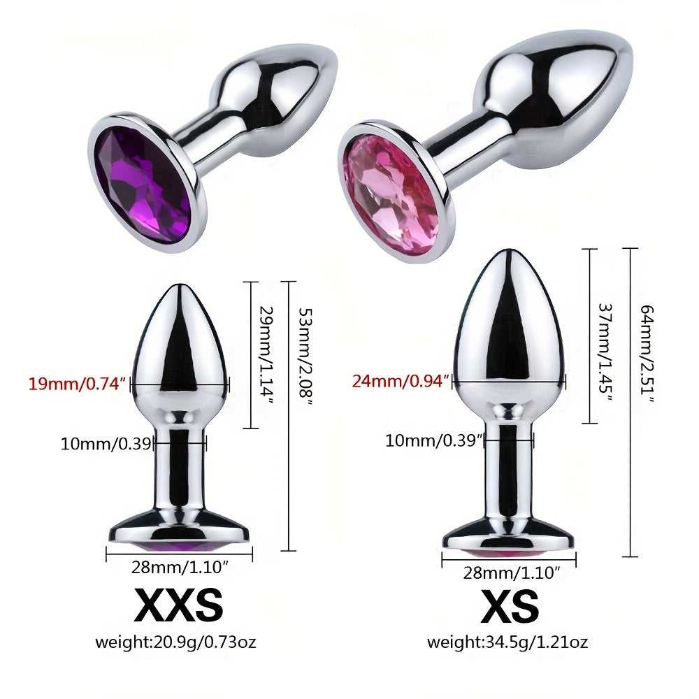 Adult Metal Anal Plug With Jewelry Base Multiple Sizes Butt G-Spot Massage