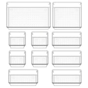 Set of 10 or 20 Plastic Drawer Organizer Trays in 4 Sizes for Dresser, Makeup, Kitchen, Office