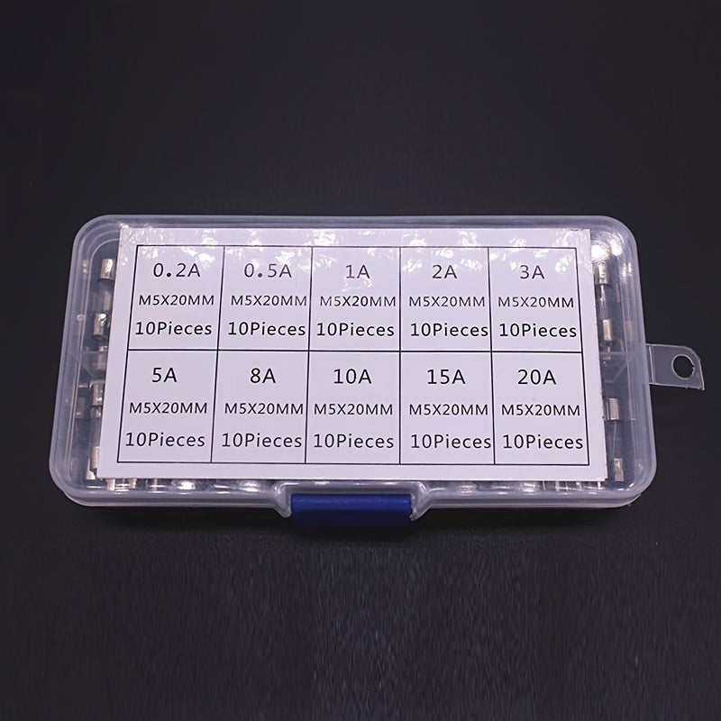 72Pcs Assorted Glass Tube Fuse Kit 0.2A–30A, 5x20mm & 6x30mm