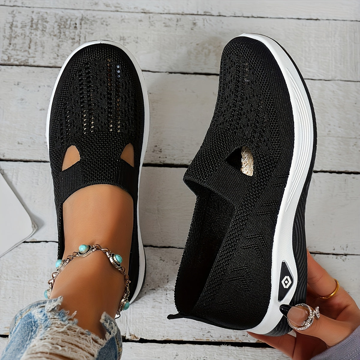 Women's Mesh Slip-On Sneakers Lightweight Breathable Walking Shoes