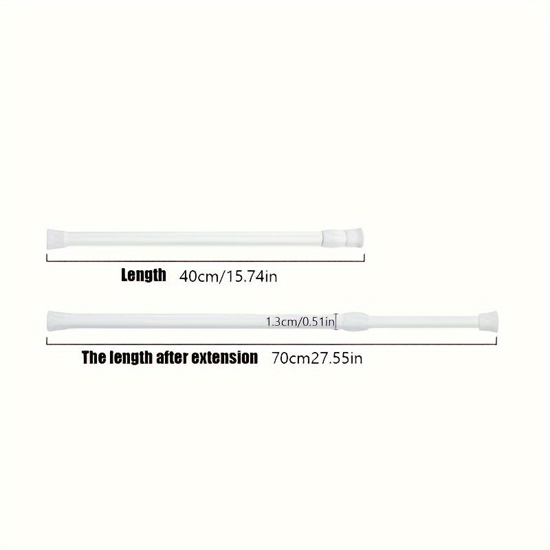 White Adjustable Curtain Rod for Doors and Windows with Spring Telescopic Feature