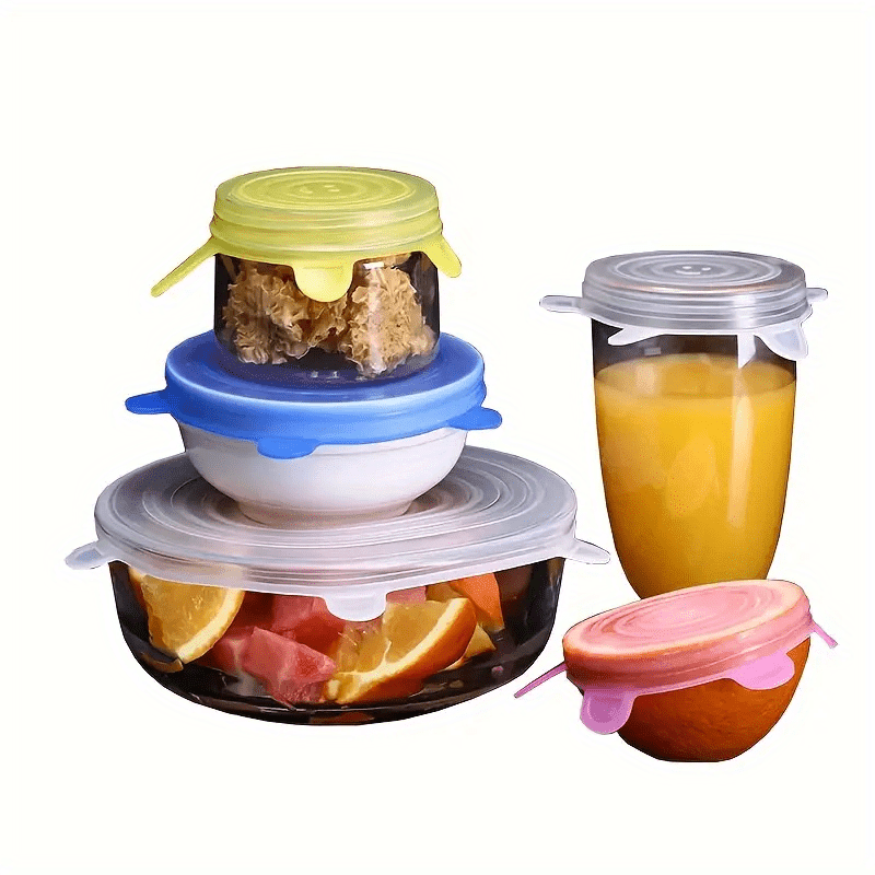 6-Pack Reusable Silicone Food Storage Covers, Dishwasher Safe, Freezer Safe