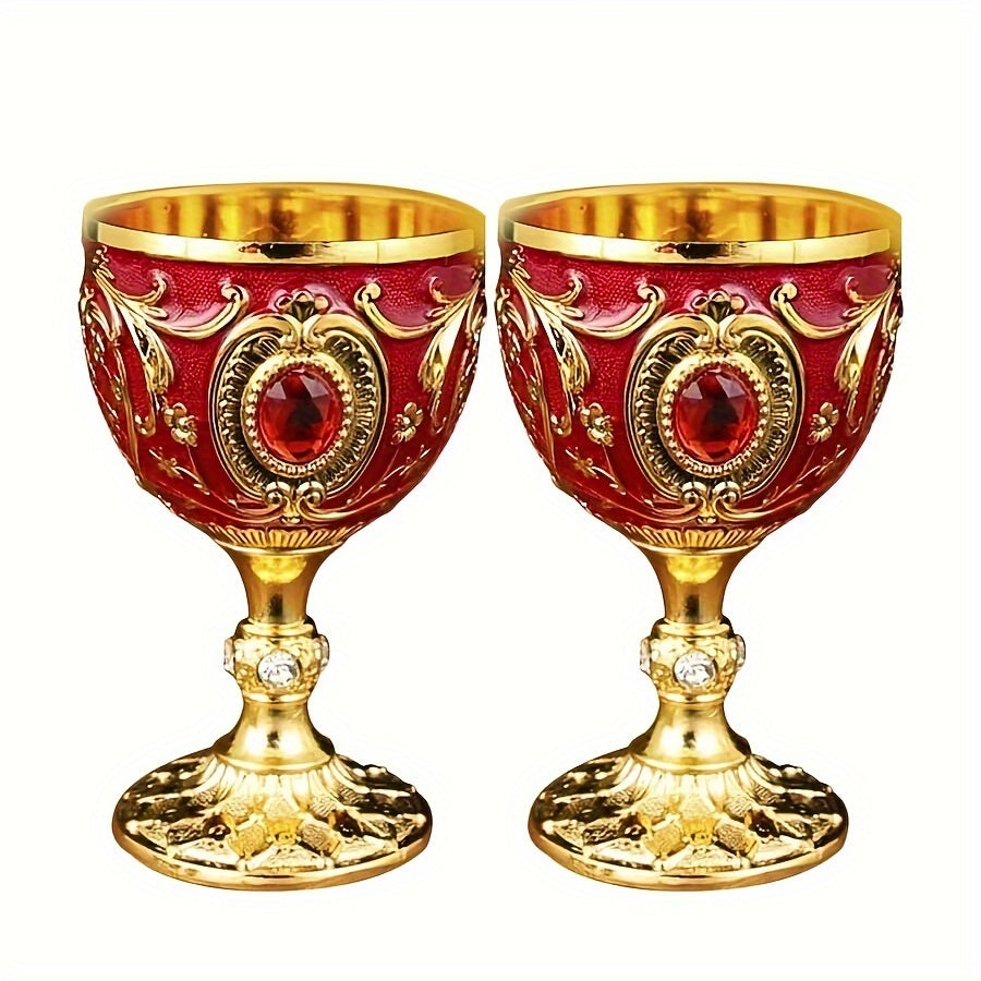 Set of Two 30ML Crystal Chalice Wine Glasses and Embossed Diamond Shot Glass for Red or White Wine