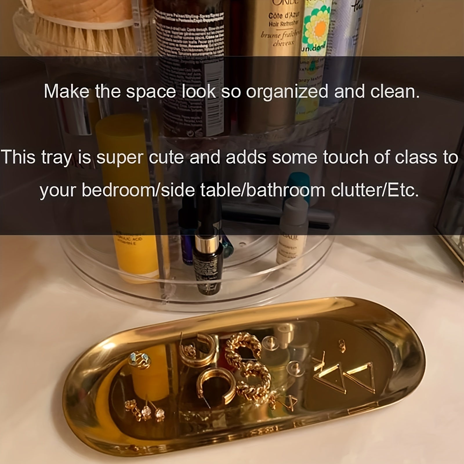 Stainless Steel Bathroom Tray for Jewelry Cosmetics and Small Items Organizer