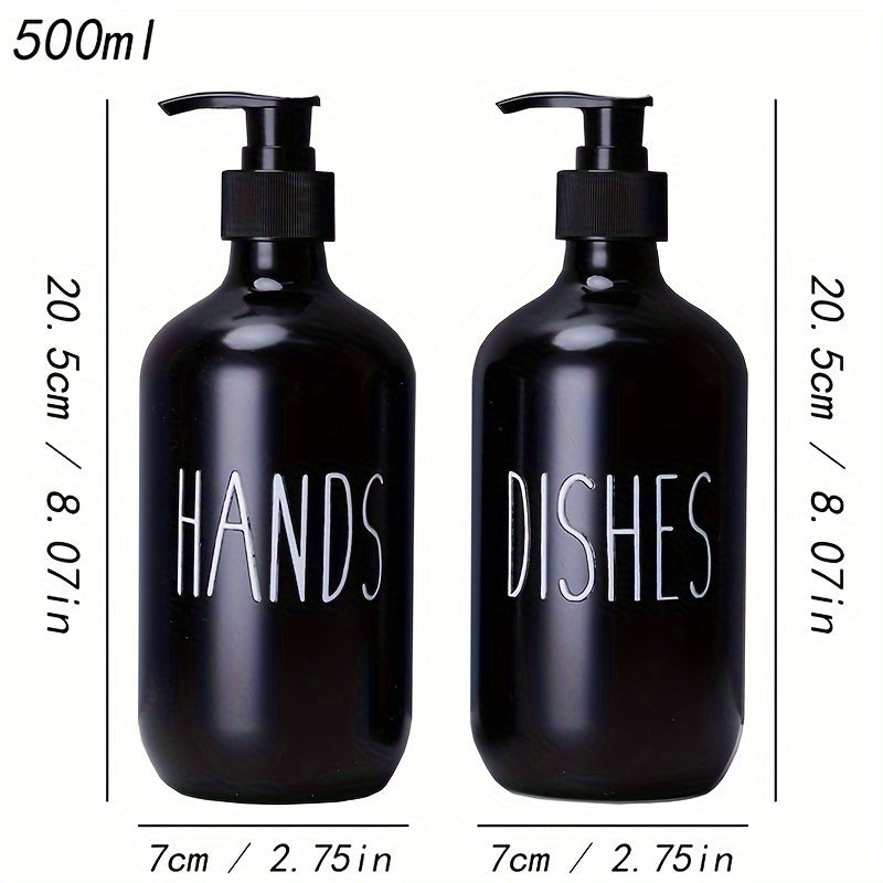 Set of 2 Plastic Soap Dispensers Refillable Bottles for Kitchen Bathroom Decor