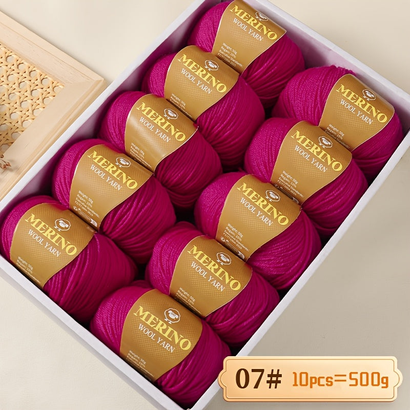 10 JIUWEIDIAOWANG Merino jun to'plari, har biri 500g, 212 O'rtacha og'irlik, Qo'l bilan bo'yalgan DIY material to'qimachilik uchun - Ko'p rangli gradient, Qalin va nozik aralashma, Kamel jun, Kuz Qish.