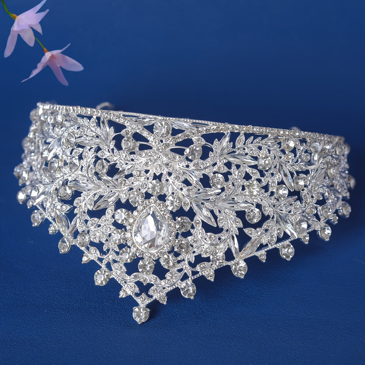 Prinsessa Bridal Tiara To'plami Rhinestone To'y Soch Aksesuarlar Zamonaviy Taxt Maxsus Tadbirlar uchun