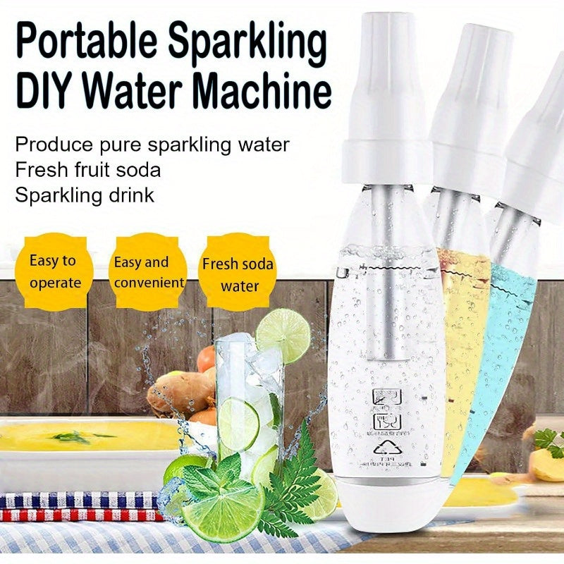 Qulay foydalanish uchun portativ soda tayyorlash mashinasi. Limon va muz kubi bilan bezatilgan 1L gazli suv tarqatuvchi. Uyda va ochiq havoda foydalanish uchun ideal. Oq, mustahkam plastmassa konstruktsiya.