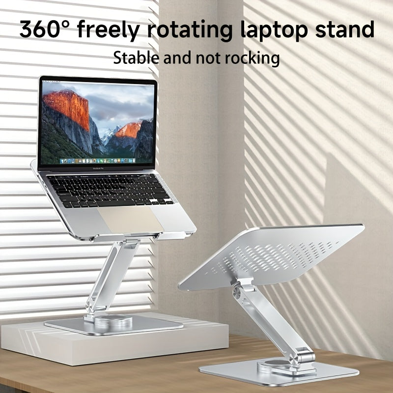Aluminum Laptop Stand with 360° Rotating Base Ergonomic Adjustable Non-Slip