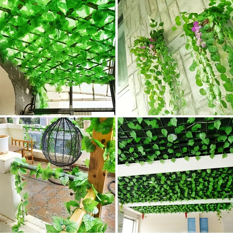 Artificial Grape Vine Decorations Set with 20 Leaves for Home Garden Party and Restaurant