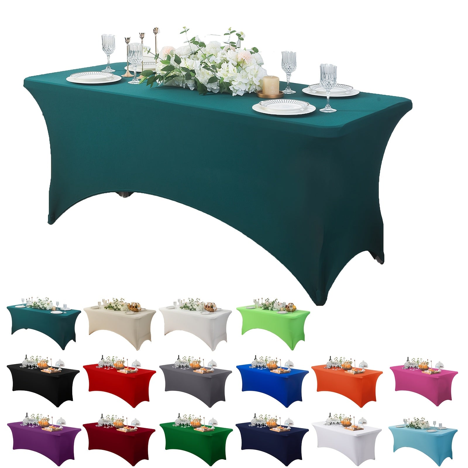 Stretch Spandex Tablecloth for Weddings Parties and Events Durable Polyester Blend Mixed Color