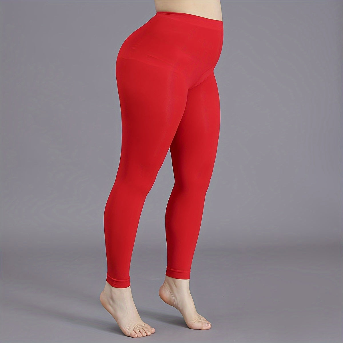 Women's Black High-Waist Opaque Tights Plus Size Footless Pantyhose Nylon Spandex