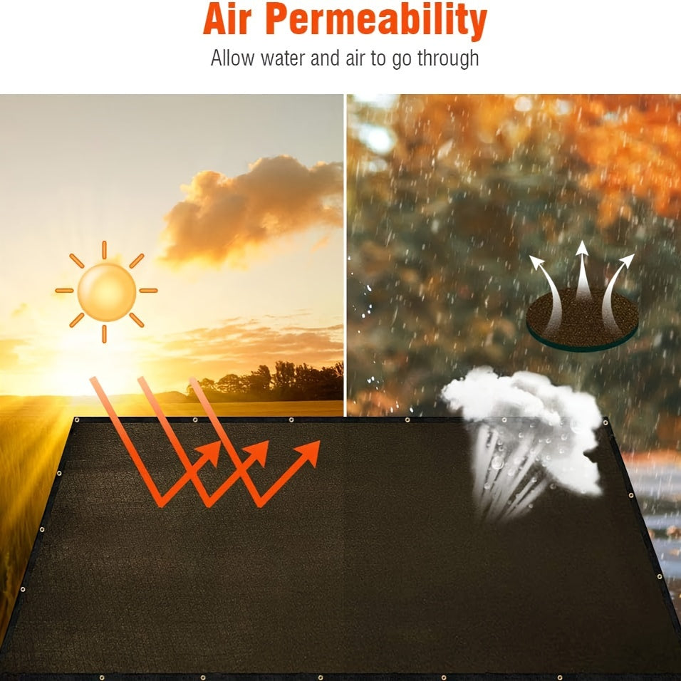 Encrypted Coffee Color Privacy Fence Net with Punched Holes and Reinforced Edges for Balcony and Outdoor Privacy