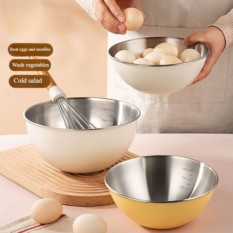 Cuenco de cocina de acero inoxidable 304 para ensaladas, lavado de arroz y horneado con cesta de drenaje