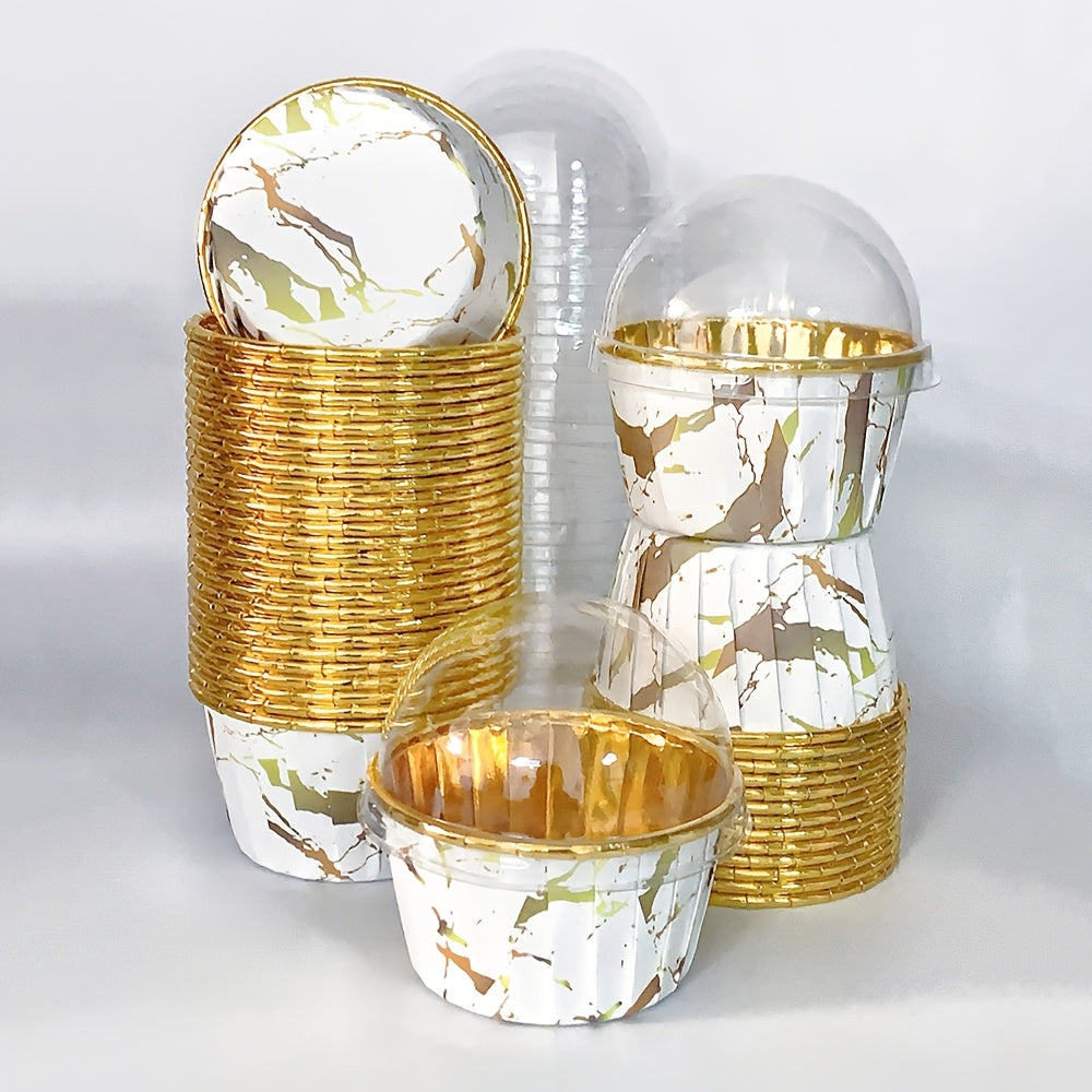 50 ta yaltiroq, bir foydalanish uchun mo'ljallangan kekchilik qobig'i, issiqlikka chidamli muffin pishirish asboblari