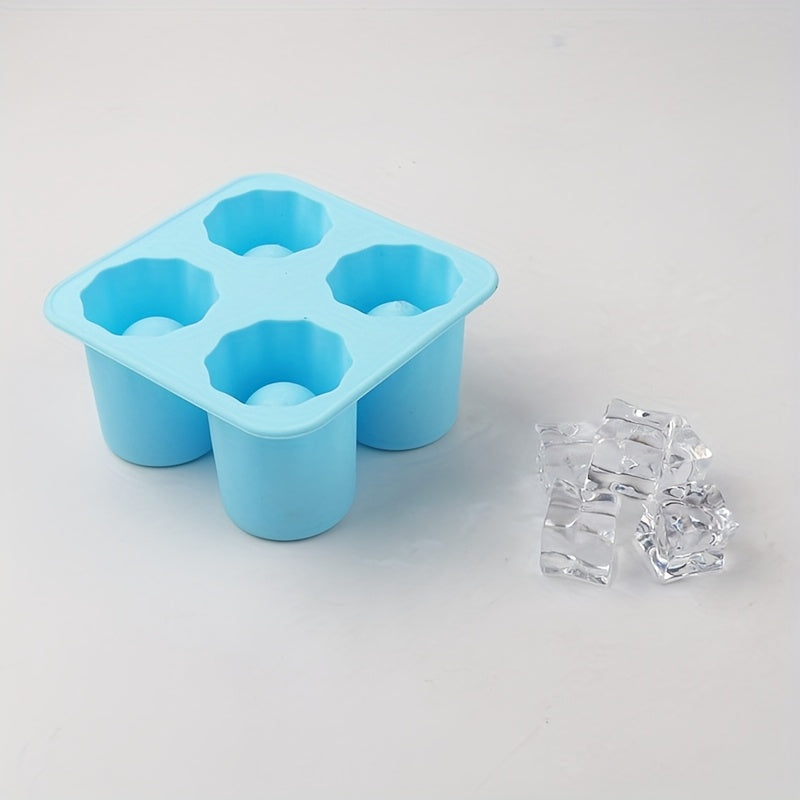 Silicone muz shakli plastinkasi, 4 bo'limli silindrsimon muz kubiklari, qayta ishlatiladigan muzlatgich