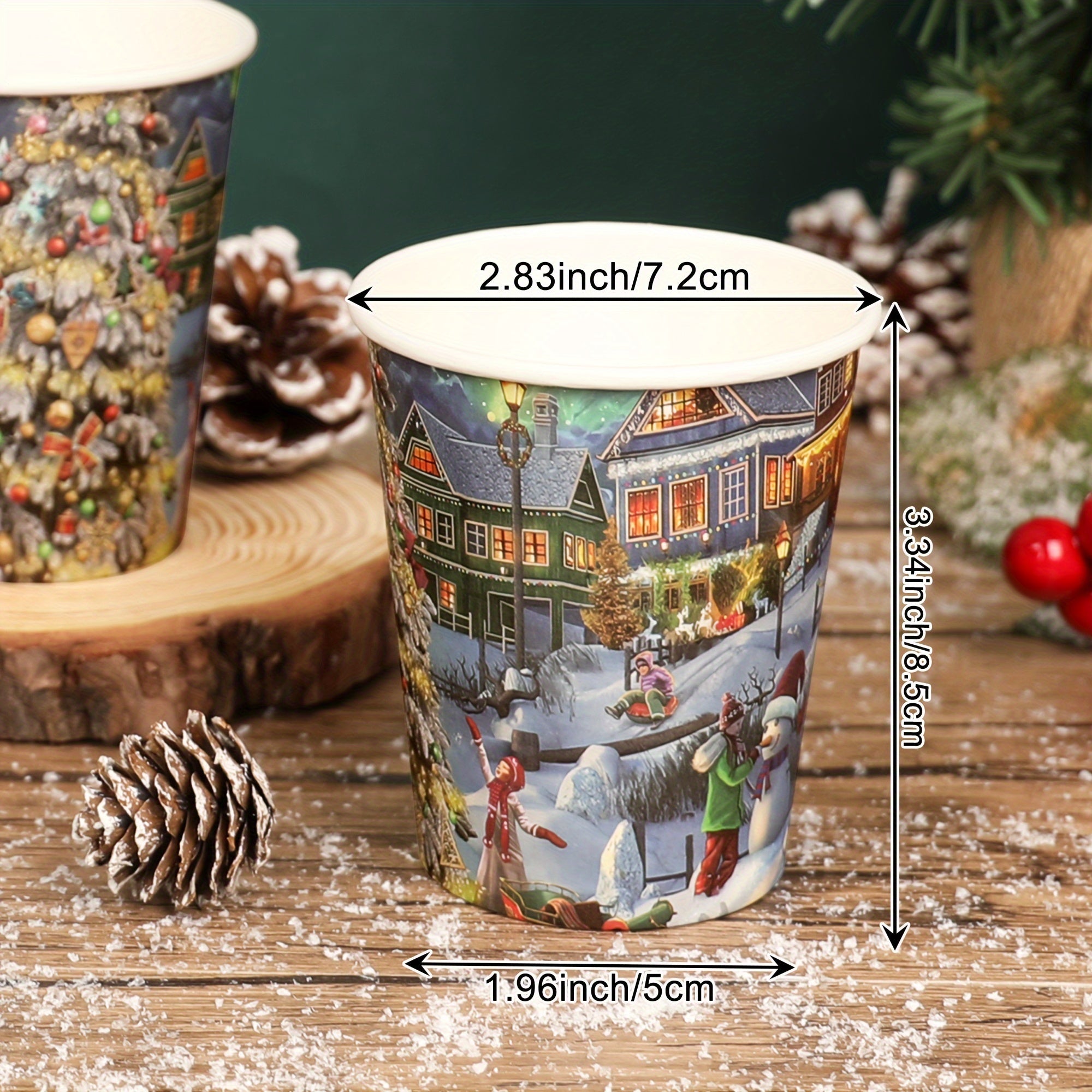 Bir martalik qog'oz stakanlar Rojdestvo daraxti dizayni Qayta ishlatiladigan BPAsiz Issiq sovuq ichimliklar