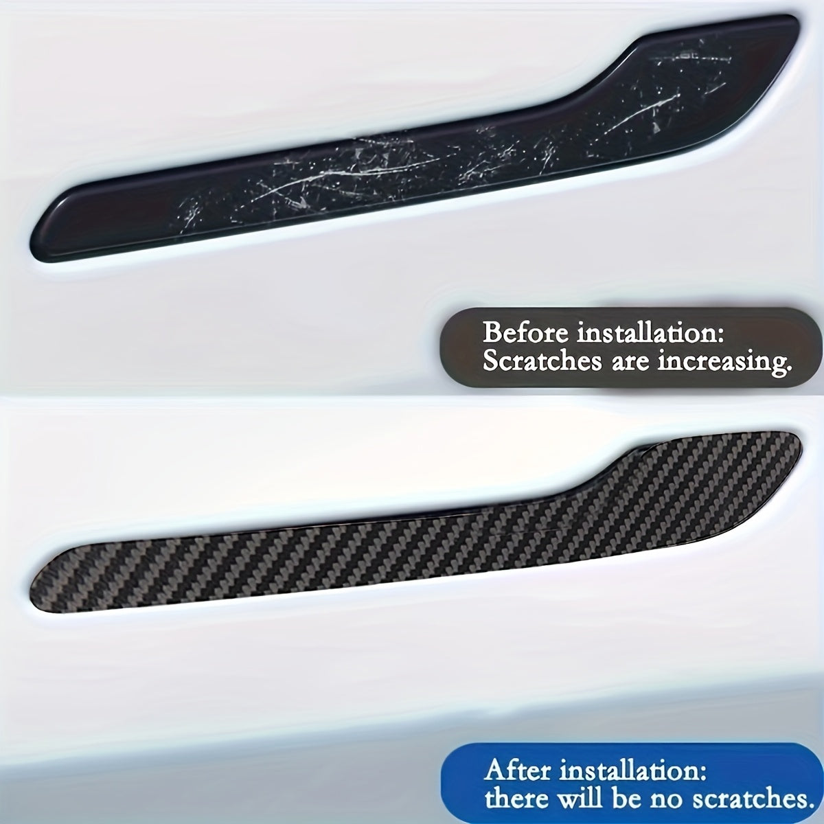 4Pcs Carbon Fiber Look Door Handle Wraps for Tesla Model 3/Y Scratch-Resistant Exterior Accessories