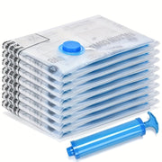 Набор из 6 вакуумных упаковок, идеально подходящих для хранения одежды и одеял, идеально для организации и легкого извлечения предметов. Включает вакуумные компрессионные пакеты и ручной насос.