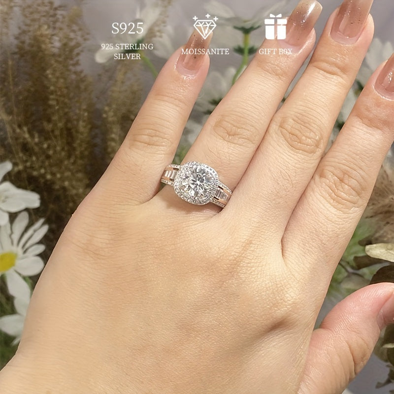 Sterling Silver 2ct Moissanite Engagement Ring Bohemian Style Hypoallergenic Jewelry
