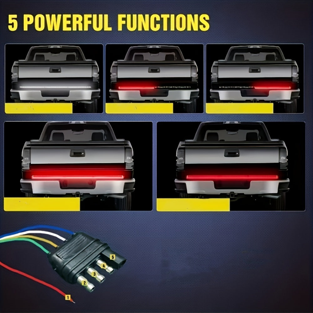 48-Inch Three-Row Tailgate Light Bar Non-Drill Easy Install Without Battery