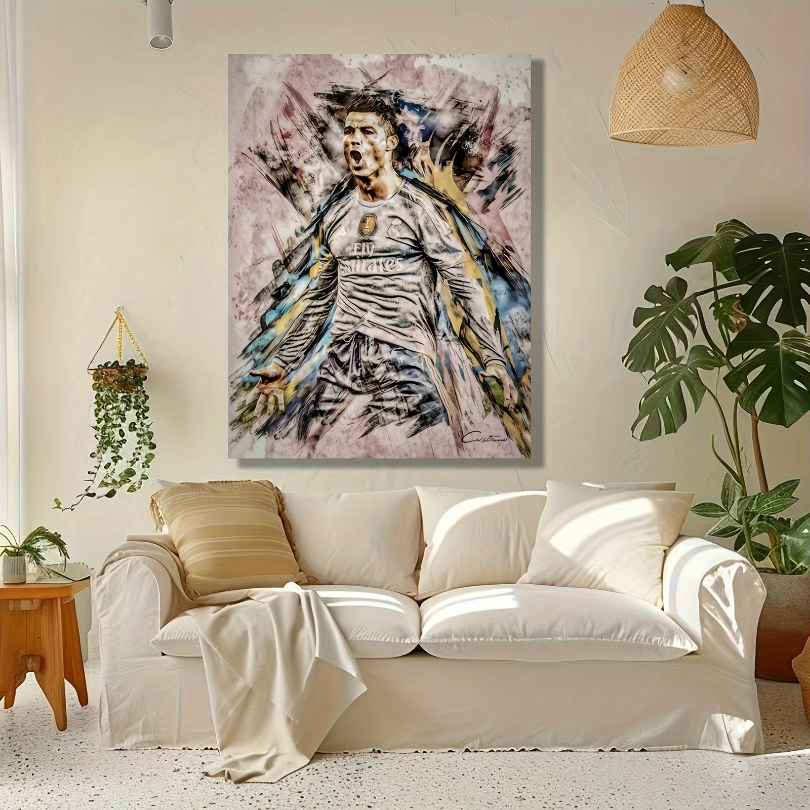 Frameless Cristiano Ronaldo Canvas Wall Art for Sports Fans Modern Portrait Poster