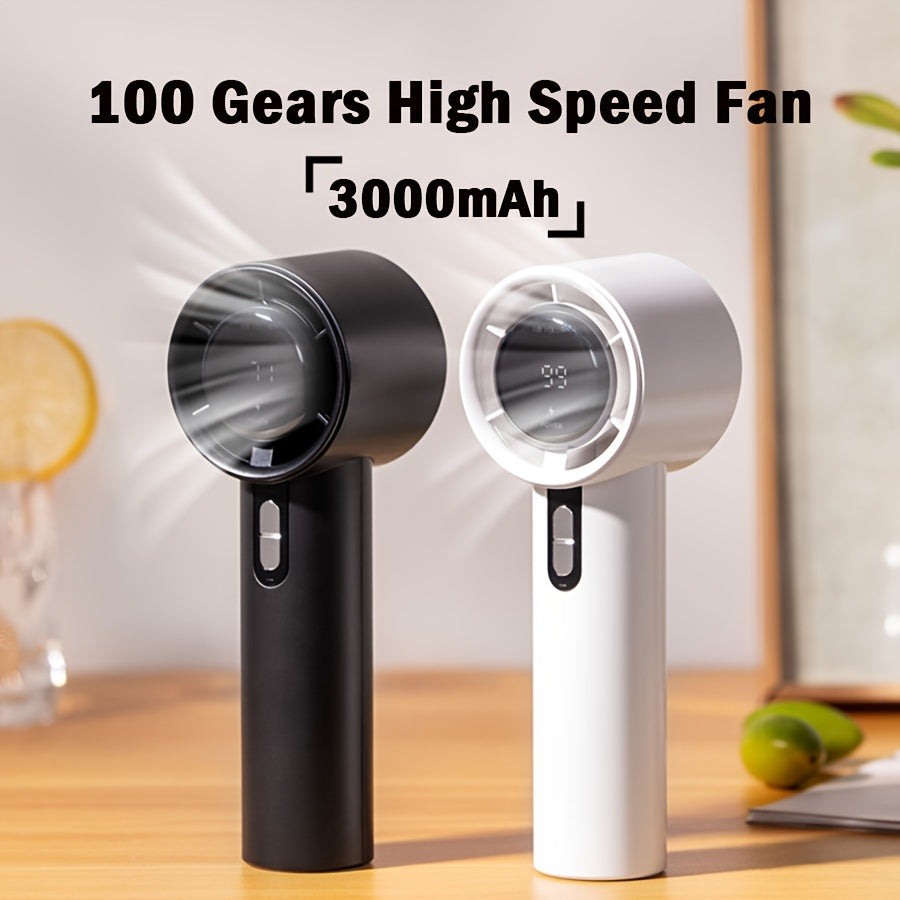 Rechargeable Handheld Fan with LED Display and Fast Cooling Cyclone Fan