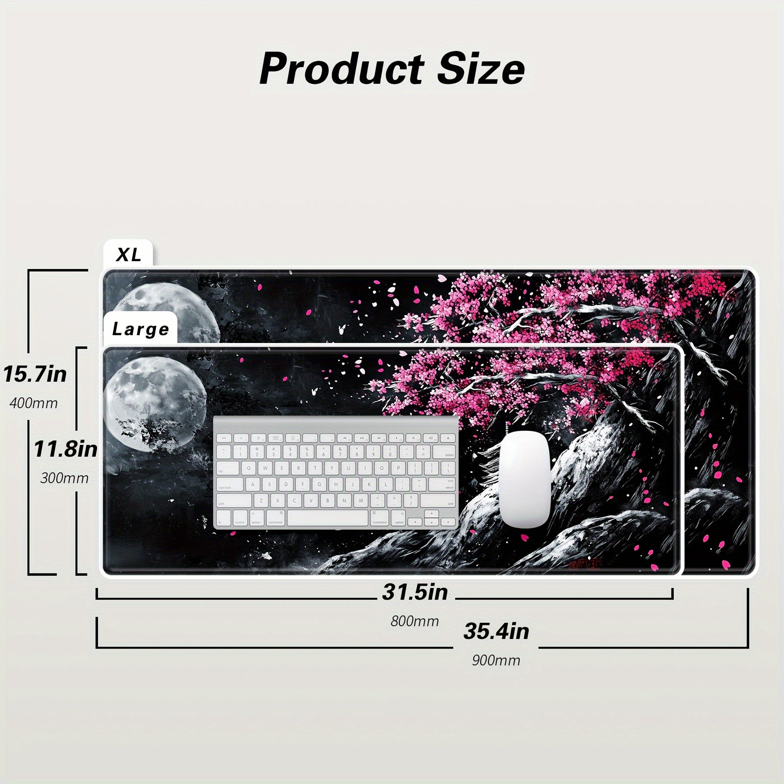 Cherry Blossom Moon Artistic Mouse Pad Non-Slip Rubber Large Gaming Office Study