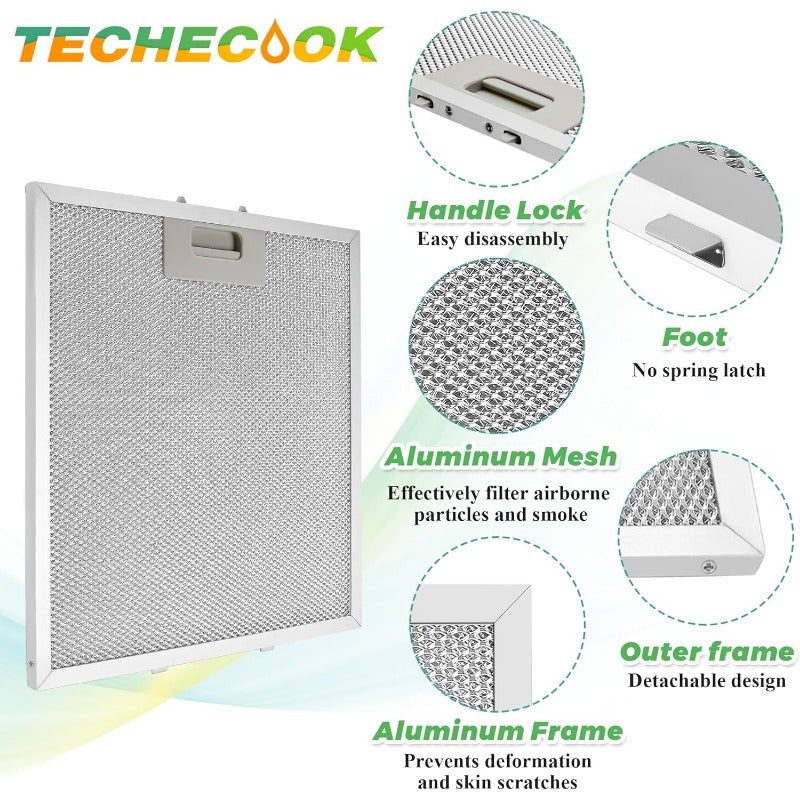 5-Layer Aluminum Mesh Range Hood Grease Filter Replacement 26.67 x 30.48 cm 3 Pack