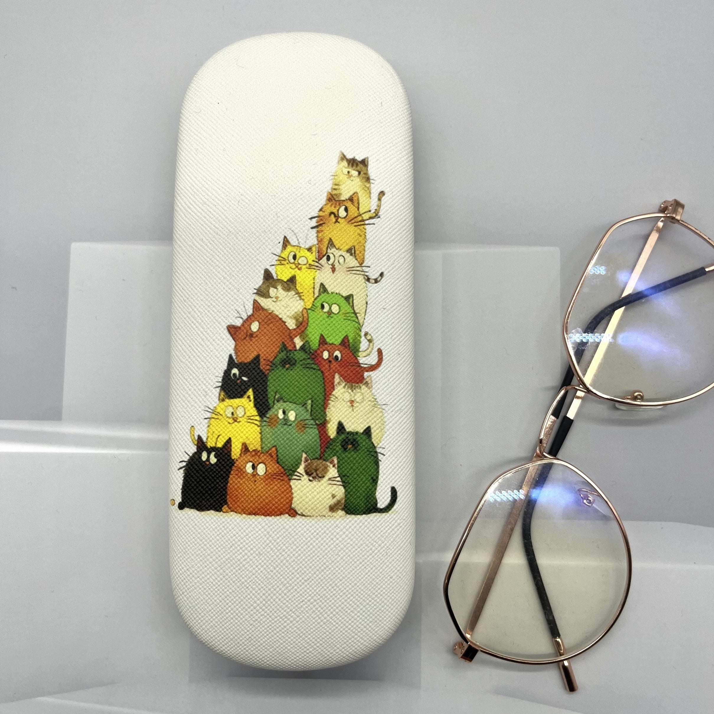 Защитный футляр для очков для любителей кошек - прочная железная оболочка, удобно переносимый, ударопрочный дизайн, идеальный подарок для близких.