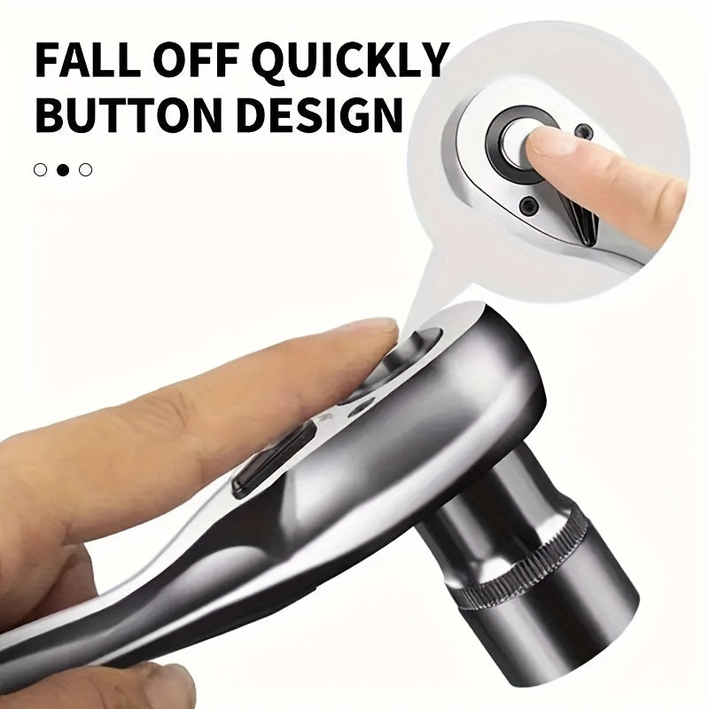 Adjustable Steel 1/2 Inch Drive Ratchet Wrench with Quick-Release and Round Head
