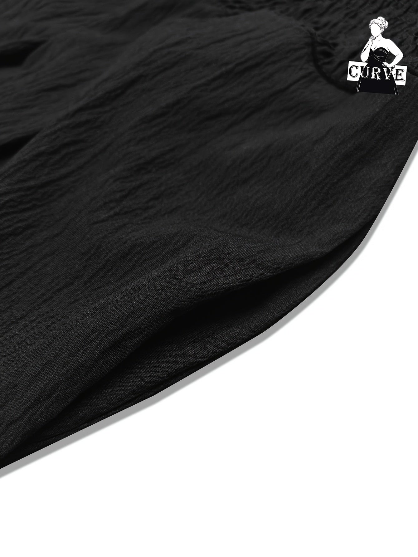 Pantalones de mujer de talla grande con cintura alta y pernera ancha, de poliéster suave y elástico, color negro, casual