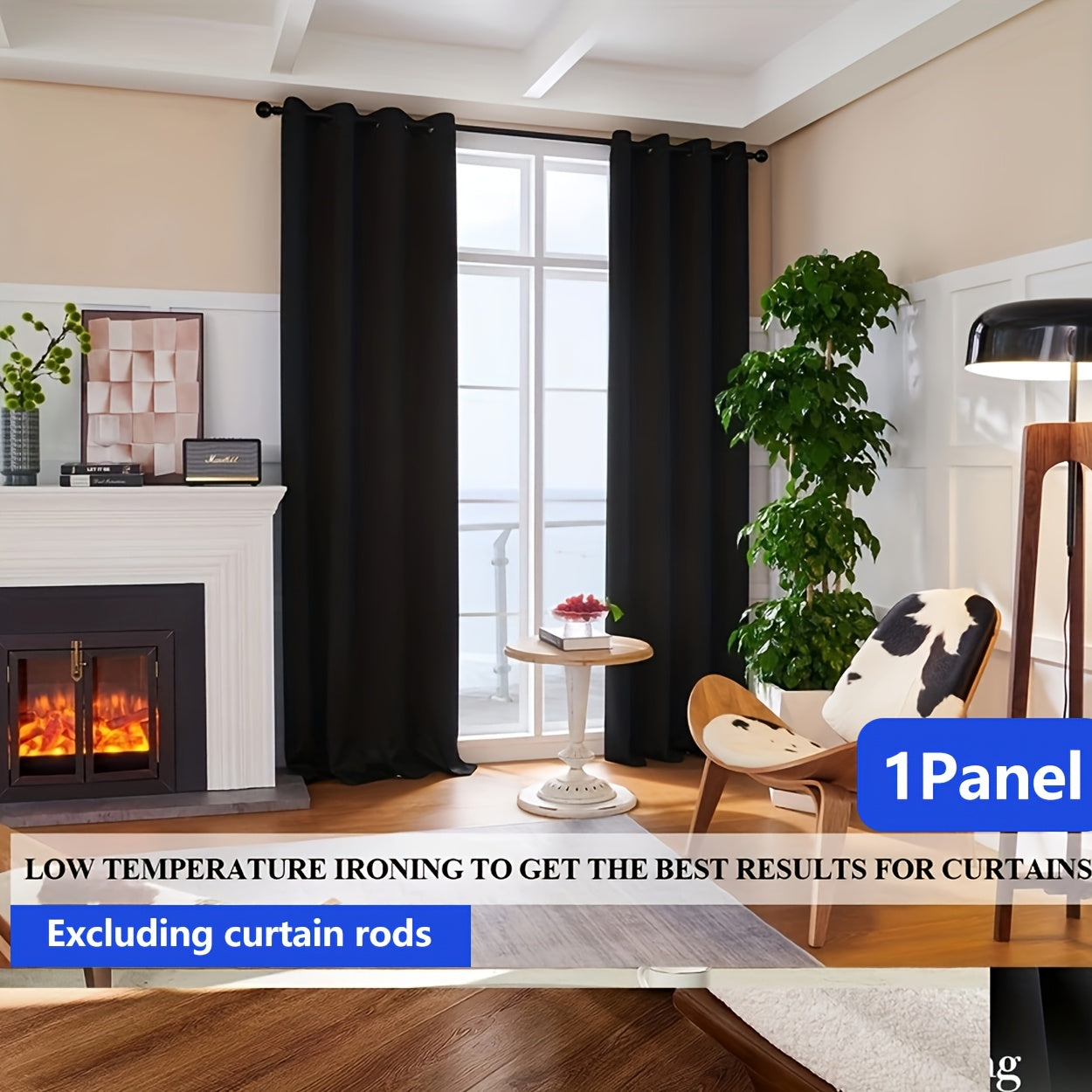 Blackout Curtain Thick Grommet Top Energy-Efficient Light-Blocking Polyester for Living Room Bedroom Balcony