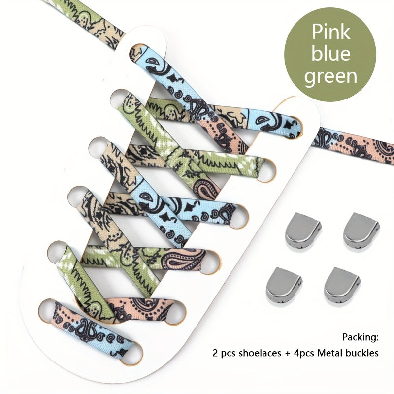 Unisex Elastic Cashew Flower Shoelaces 100cm for Sports and Casual Shoes