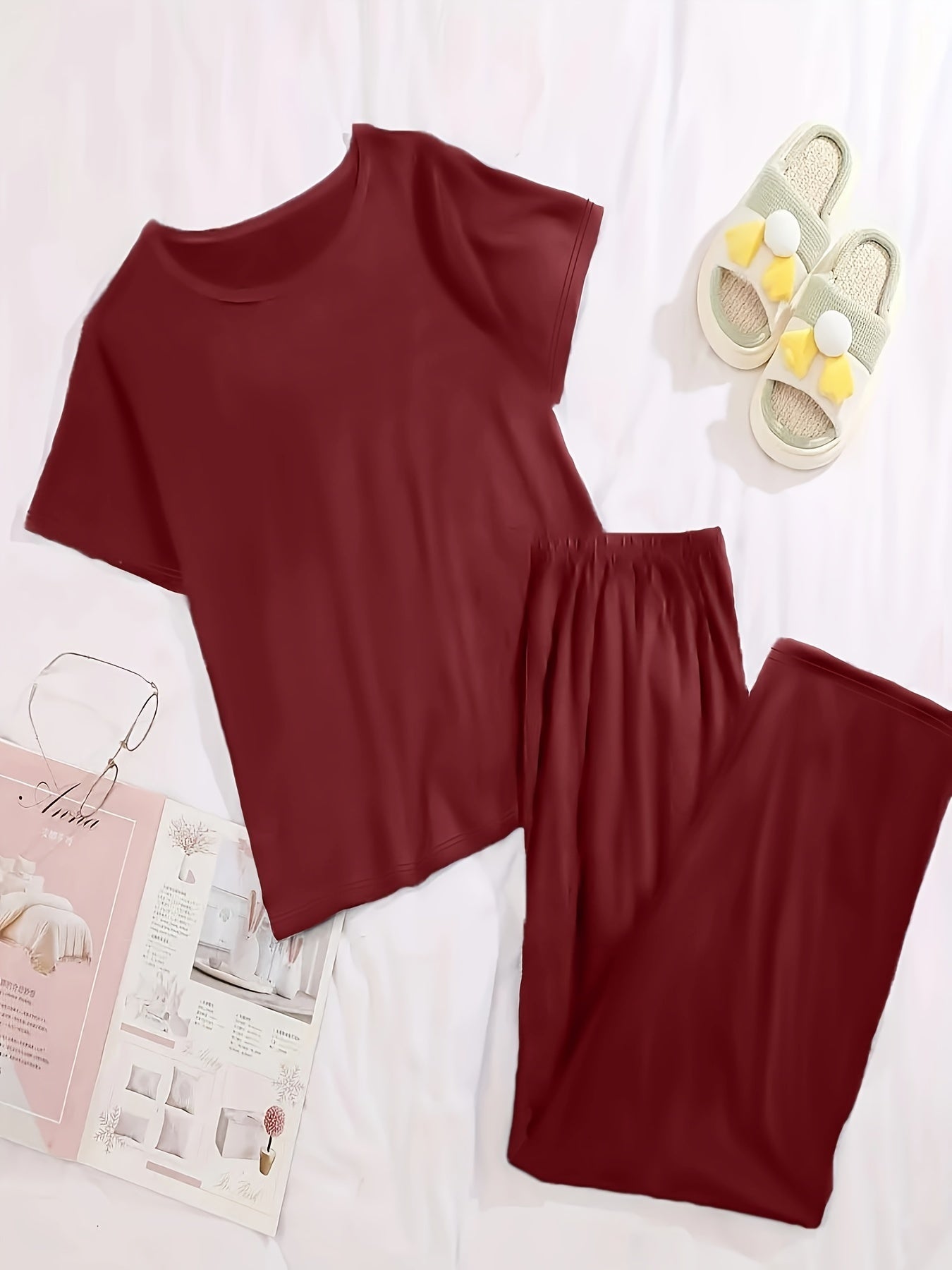 Plus Size Women Pajama Set Polyester Knit All-Season Cozy Sleepwear Pack