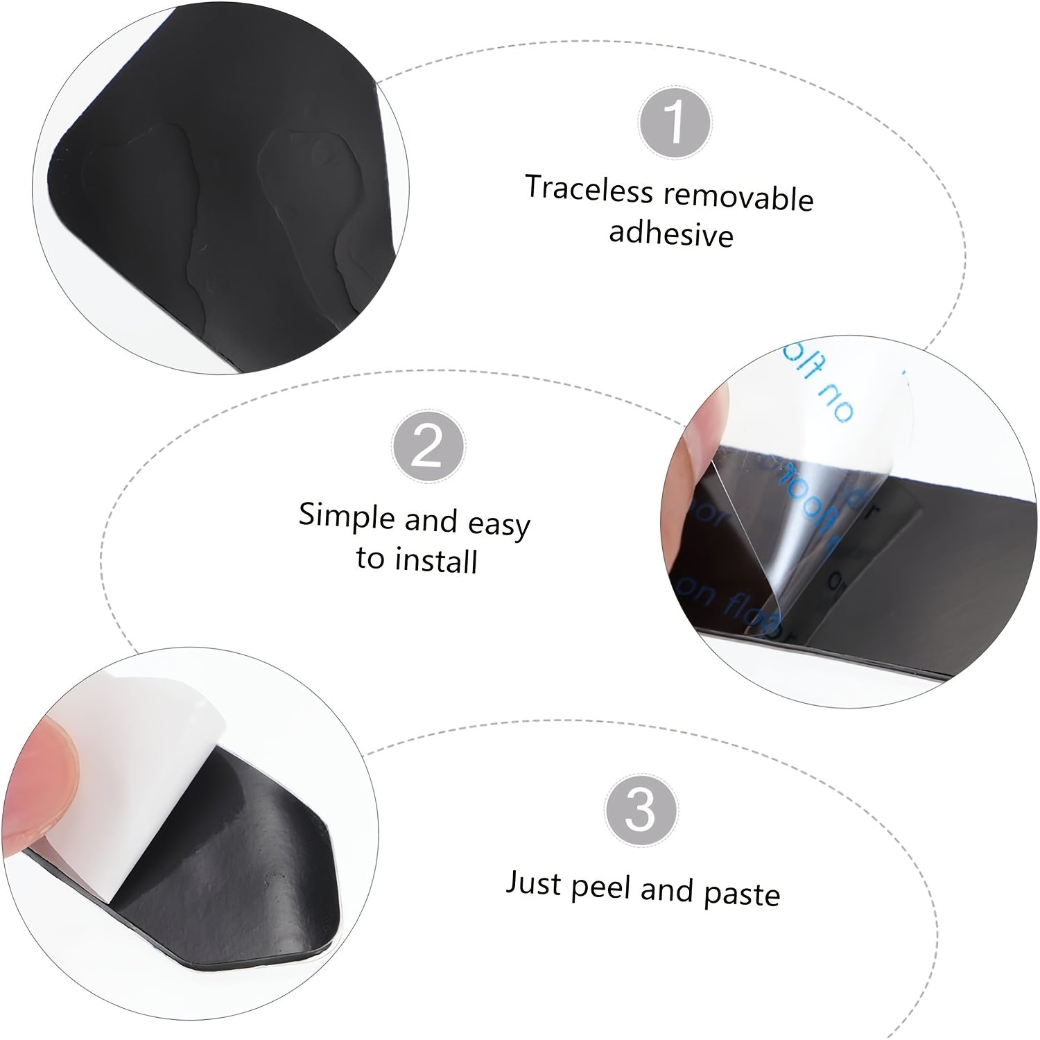 Qora akril mato lenta yopishqoqsiz yuviladigan gilam tutqichlari yog'och pol uchun