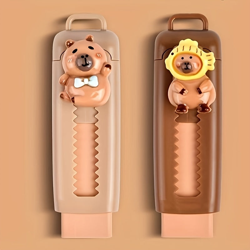 Capybara mavzusi Eraser Push-Pull dizayni sun'iy guma plastmassa oddiy chizish tasodifiy rang