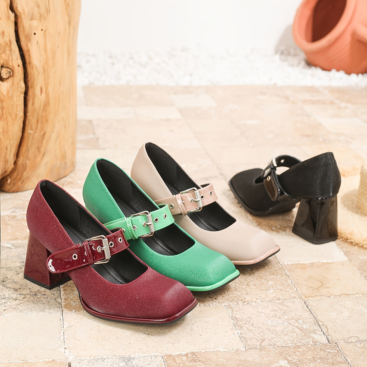 Women Elegant Square Toe High Heels Shoes for Daily, Formal Wear