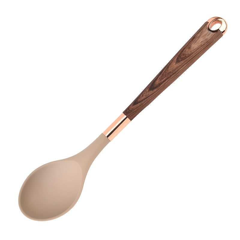 Silicone Kitchen Utensils Set Non-Stick Cookware Tools with Wooden Handles