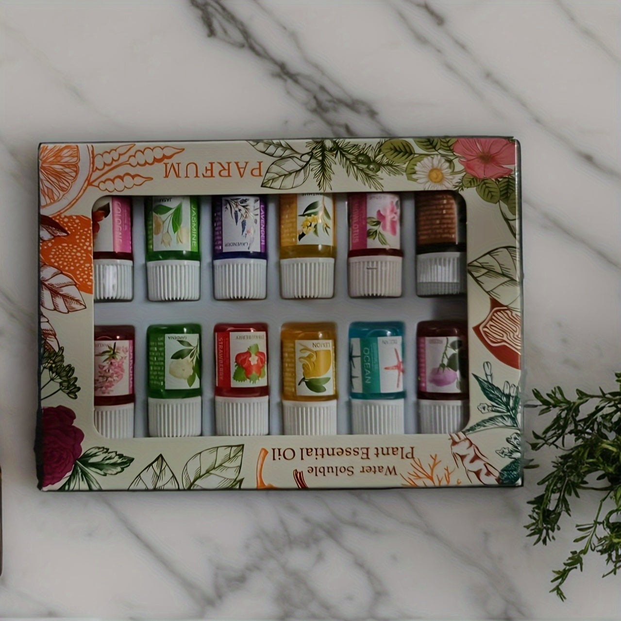 Set de 12 aceites esenciales solubles en agua para aromaterapia, fragancia relajante, ambientador de aire interior