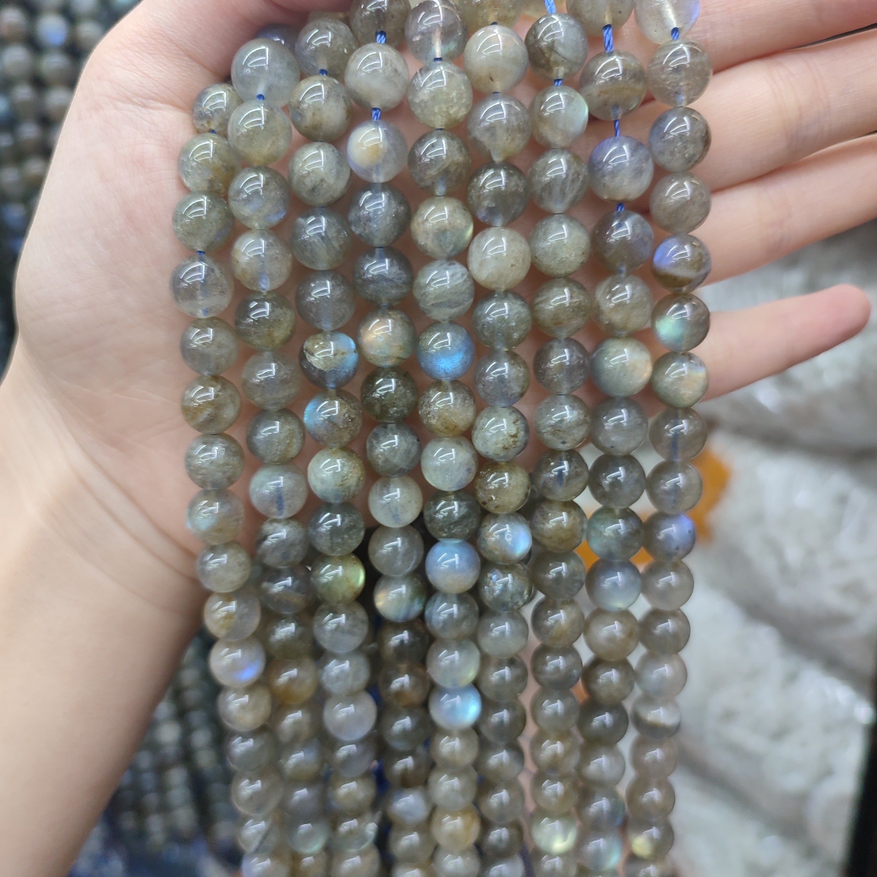 Labradorite Round Loose Beads 15 Inch for DIY Jewelry Making Bracelets Necklaces
